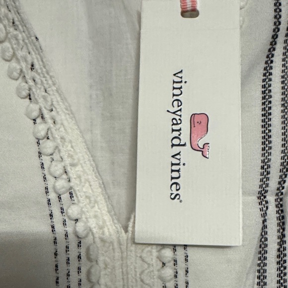 Vineyard Vines Mini Pom Stripe Cover Up Dress, Size XS, Color White/Black - Picture 2 of 14